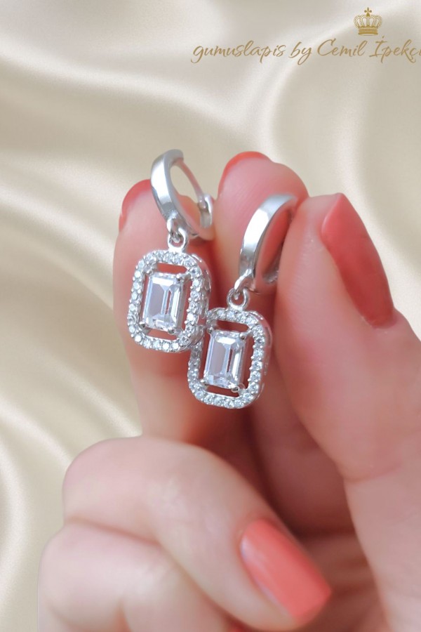 Laboratuvar Pırlantası Taşlı Gümüş Set 