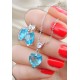 Mavi Lab Topaz Taşlı Kalp Motif Gümüş Set
