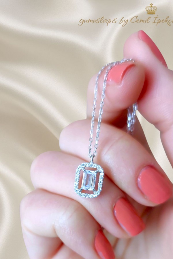 Laboratuvar Pırlantası Taşlı Gümüş Set