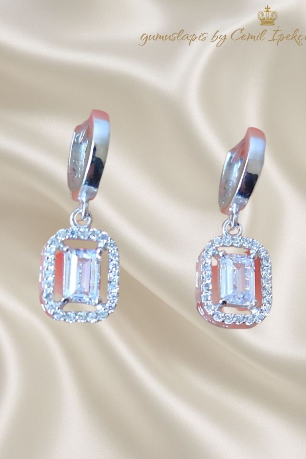 Laboratuvar Pırlantası Taşlı Gümüş Set 