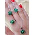Peridot Taşlı Çiçek Motif Gümüş Set