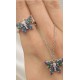 Renkli Taşlarla Süslü Kelebek Motif Gümüş Set