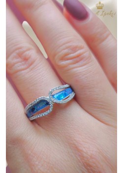 Opal Taşlı Düz Motif Gümüş Yüzük