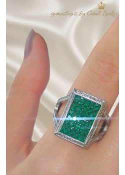 Peridot Taşlı Kavisli Gümüş Yüzük 
