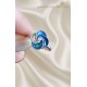 Opal Taşlı Çiçek Motif Gümüş Yüzük 