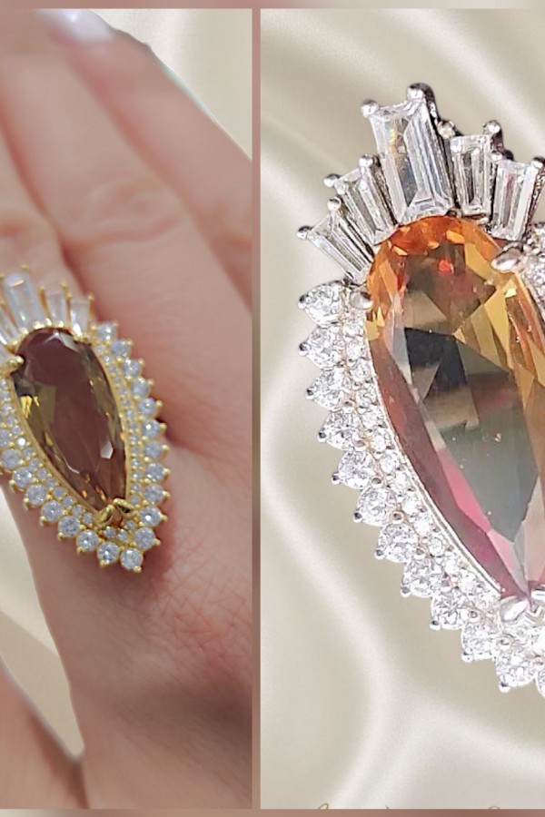 Renk Değiştiren Taşla Süslü Gümüş Yüzük Serisi