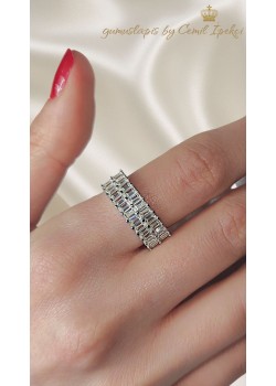 Laboratuvar Pırlantası Taşlı Açık Sarı Renk Gümüş Yüzük 