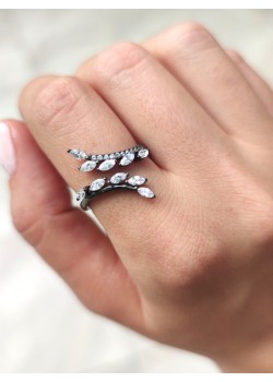 Gümüş Üzeri Özel Siyah Kaplama Yüzük