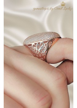 Laboratuvar Pırlantası Taşlı Gümüş Dikdörtgen Yüzük 