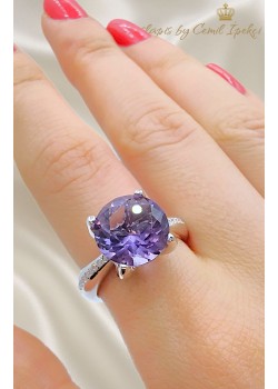 Ametist Taşlı Gümüş Yüzük 