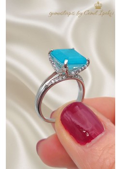 Lab Paraiba Turmalin Taşlı Gümüş Yüzük 