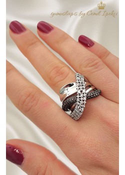 Dumanlı Kuvars Taşlı Gümüş Beyaz Yüzük