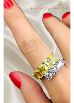 Lab Sarı Safir Taşlı Gümüş Yüzük