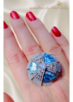 Opal Taşlı Büyük Gümüş Yüzük