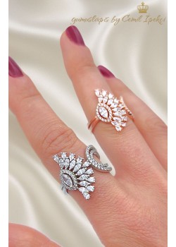 Yelpaze Motif Gümüş Yüzük Serisi