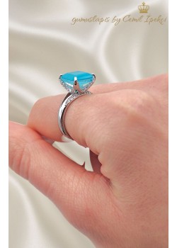 Lab Paraiba Turmalin Taşlı Gümüş Yüzük 