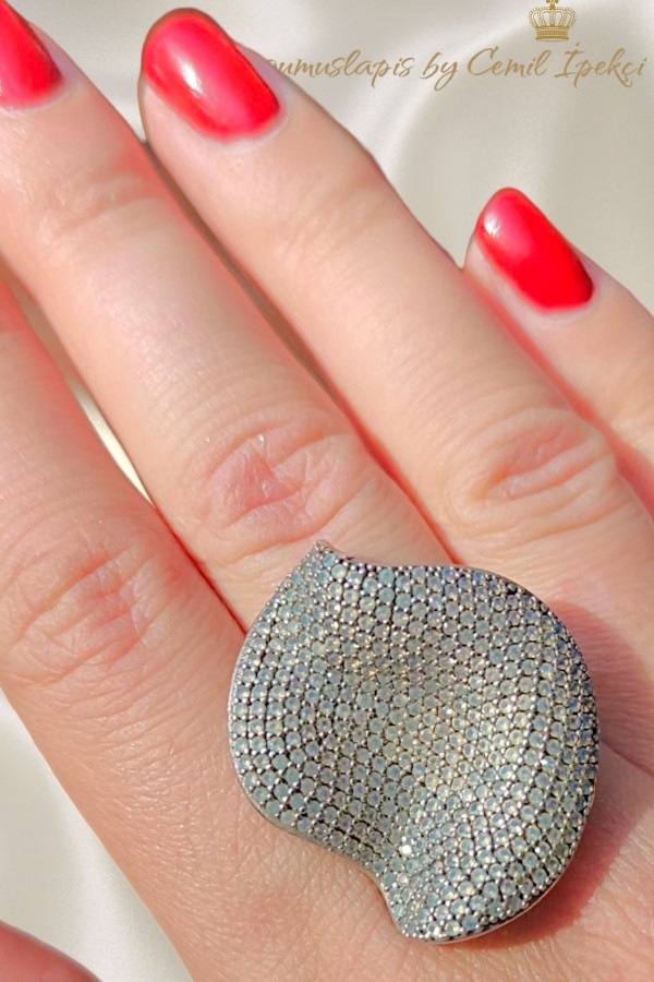 Elişi Gümüş Dalgalı Motif Yüzük