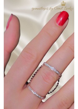 Kendinden Zincirli Gümüş Yüzük 