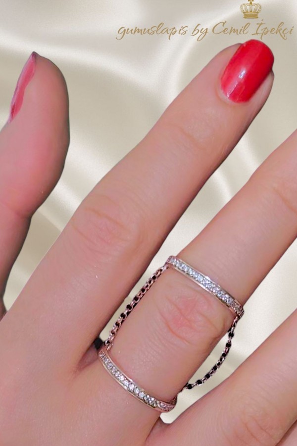 Kendinden Zincirli Gümüş Yüzük 