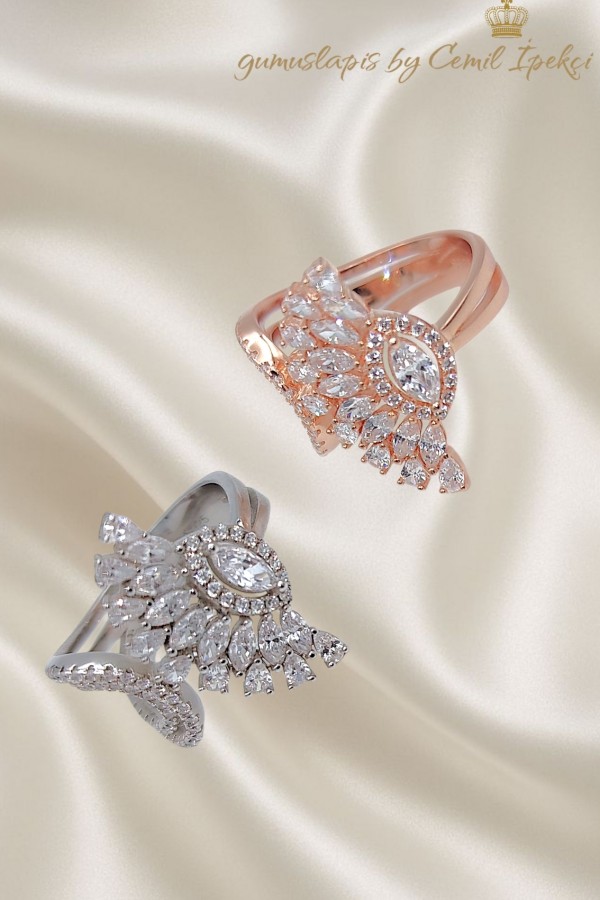 Yelpaze Motif Gümüş Yüzük Serisi