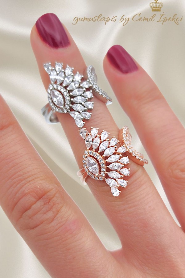 Yelpaze Motif Gümüş Yüzük Serisi