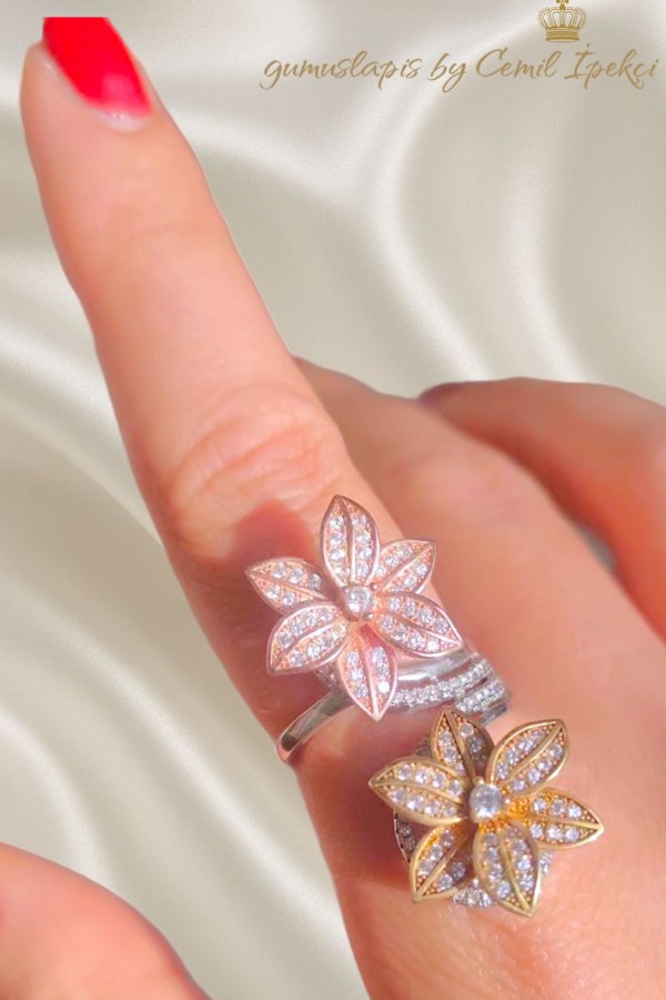 Elişi Gümüş Çiçek Motif Yüzük