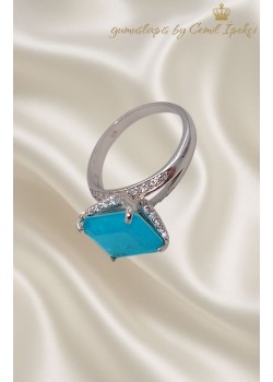 Lab Paraiba Turmalin Taşlı Gümüş Yüzük 