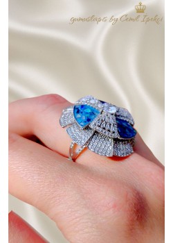 Opal Taşlı Büyük Gümüş Yüzük