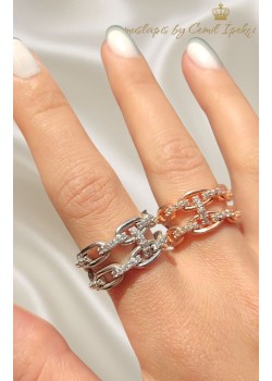 Zincir Motif Gümüş Yüzük Serisi