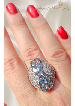 Akuamarin Taşlı Gümüş Yüzük 