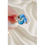 Opal Taşlı Çiçek Motif Gümüş Yüzük 