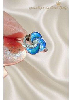 Opal Taşlı Çiçek Motif Gümüş Yüzük 