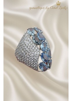 Akuamarin Taşlı Gümüş Yüzük 