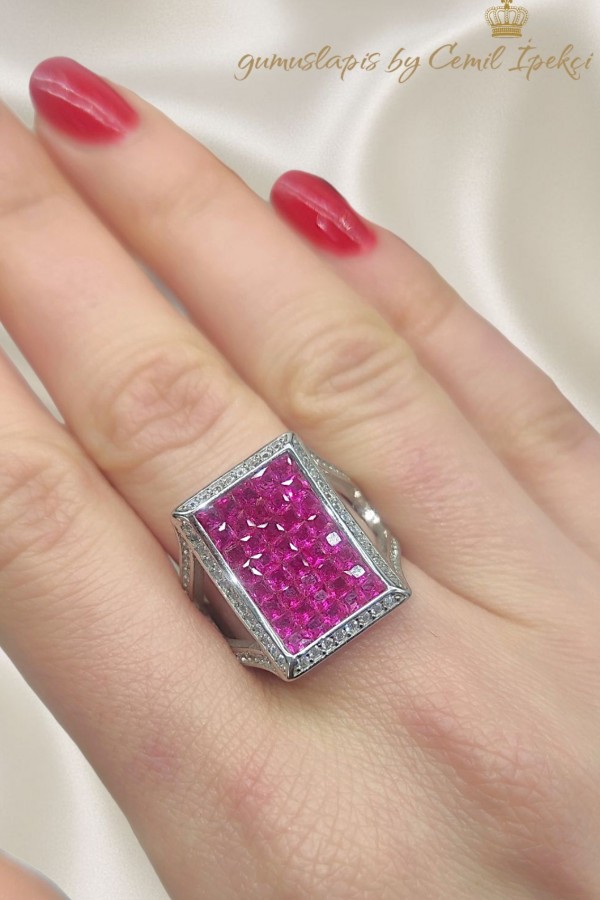 Yakut Taşlı Gümüş Yüzük 