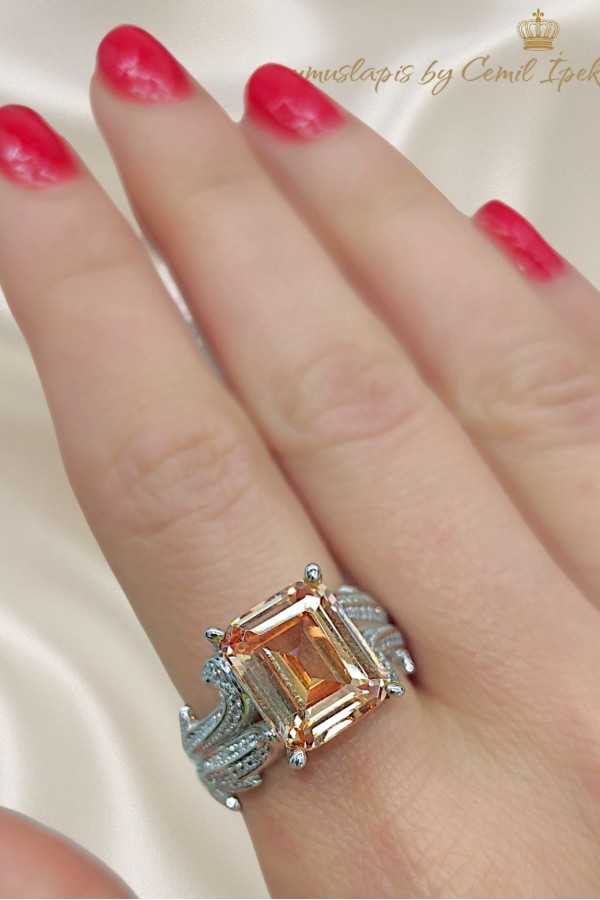 Lab Topaz Taşlı Gümüş Yüzük