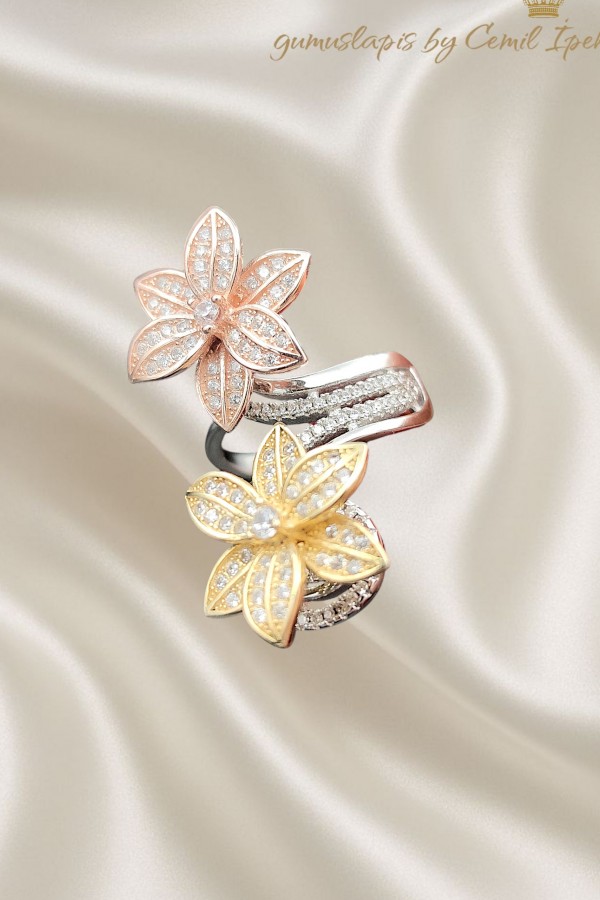 Elişi Gümüş Çiçek Motif Yüzük