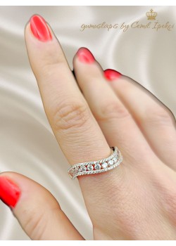 Dalga Motif Taşlı Gümüş Yüzük