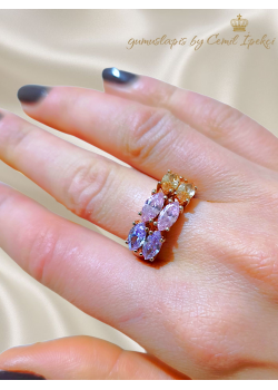 Morganit, Ametist ve Lab Topaz Taşlı Gümüş Yüzük