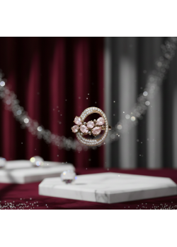 Pembe Renk Dağ Kristali Taşlı Gümüş Yüzük