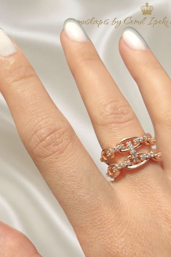 Zincir Motif Gümüş Yüzük Serisi