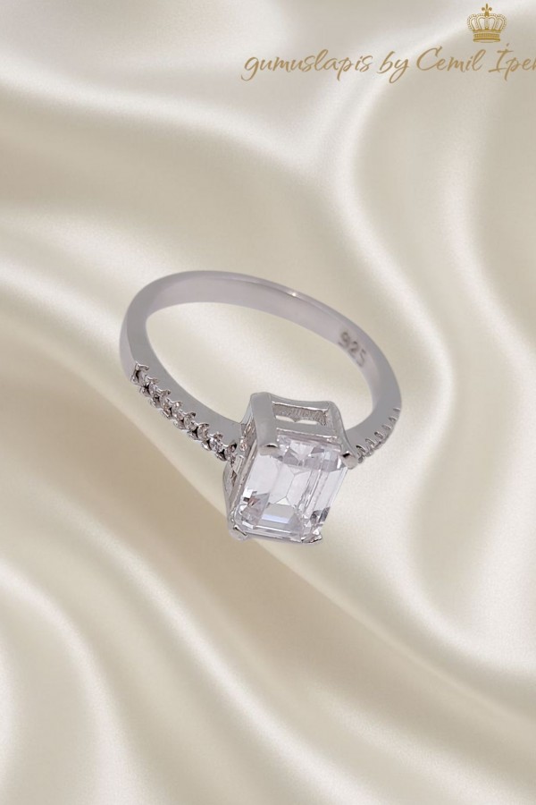 Baget ve Tektaş Motif Gümüş İnce Yüzük