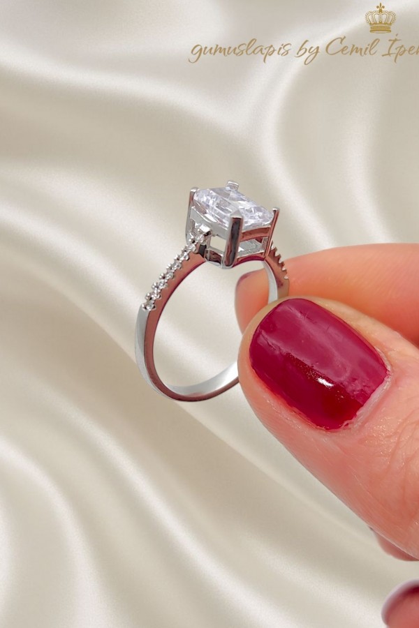 Baget ve Tektaş Motif Gümüş İnce Yüzük