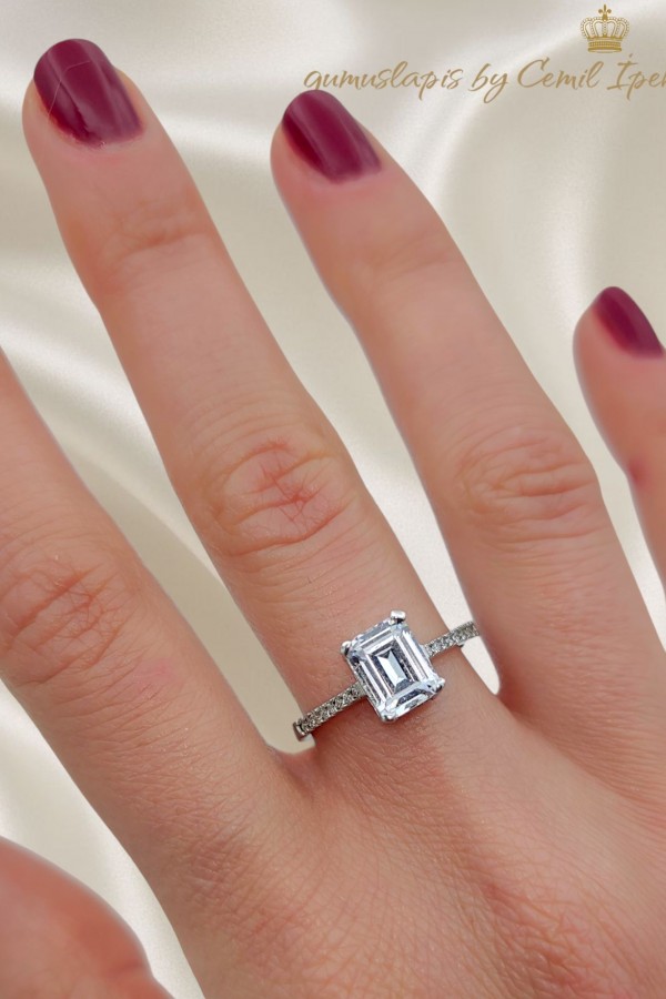 Baget ve Tektaş Motif Gümüş İnce Yüzük