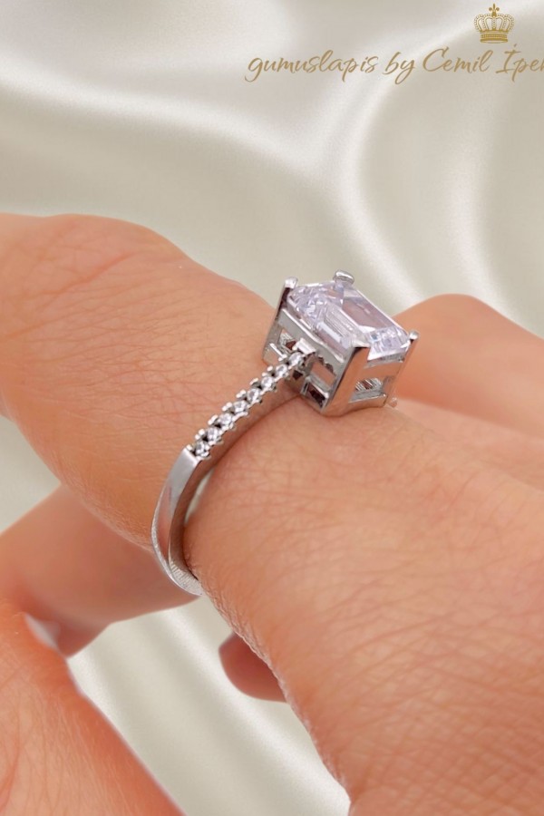 Baget ve Tektaş Motif Gümüş İnce Yüzük