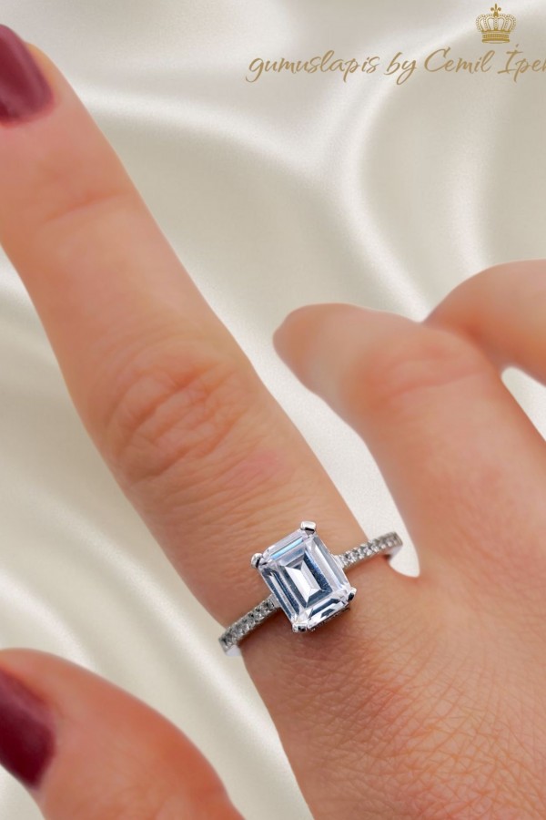 Baget ve Tektaş Motif Gümüş İnce Yüzük