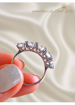 Dört Tırnak Kare Motif Gümüş Beştaş Yüzük