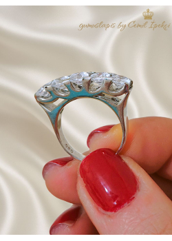 Uzun Model Beştaş Gümüş Yüzük