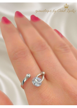 Hareketli Laboratuvar Pırlantası Taşlı Gümüş Yüzük 