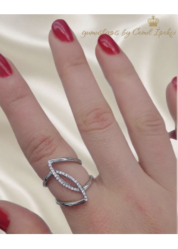 1 Numara Ortası Geçmeli Gümüş Yüzük 