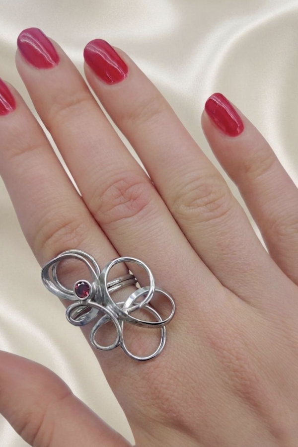 Çiçek Motif Gümüş Yüzük Serisi 